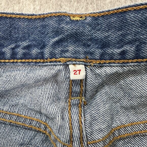 Levi's Jeans WMNS Size 27 Wedgie Button Fly Hi-rise Med Wash Distressed Raw Hem - Picture 4 of 12